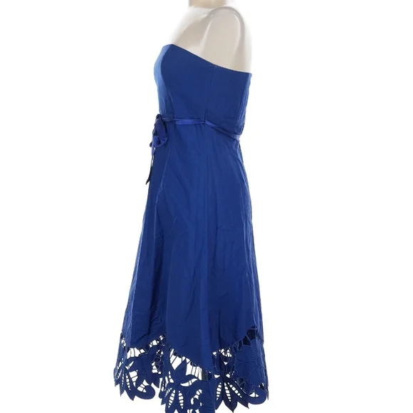 Betsey Johnson Elegant Blue Cutout Strapless Cotton Dress Size 8 - Picture 4 of 12